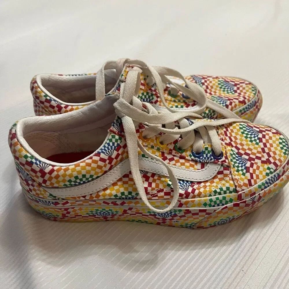 Vans Old Skool Platform Sneakers Multi Colored Shoes Unisex Womens 6.5 6 1/2
